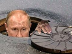 Путин выбирается из бункера. Коллаж: t.me/SerpomPo