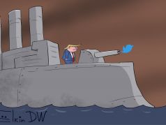 Трамп и его твиты. Карикатура С.Елкина: dw.com