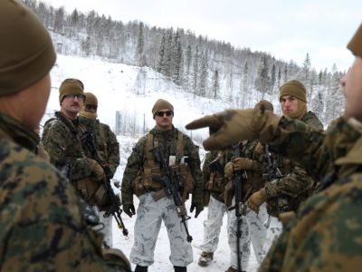 Американские морские пехотинцы из роты Fox принимают участие в норвежско-американских военных учениях "Reindeer 2" в Сетермоене. Фото: Stoyan Nenov / Reuters