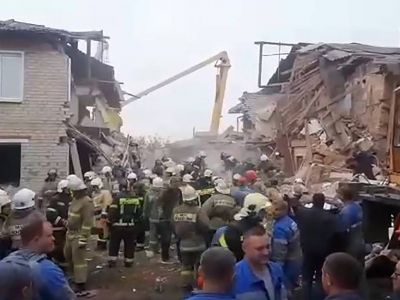 Разрушенный в результате взрыва газа многоквартирный дом в Ельце. Фото: правительство Липецкой области