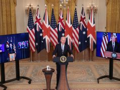 Объявление о создании структуры AUKUS (Австралия - Великобритания - США). Фото: AFP