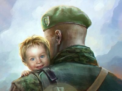 Солдат с ребенком. Фото: gas-kvas.com